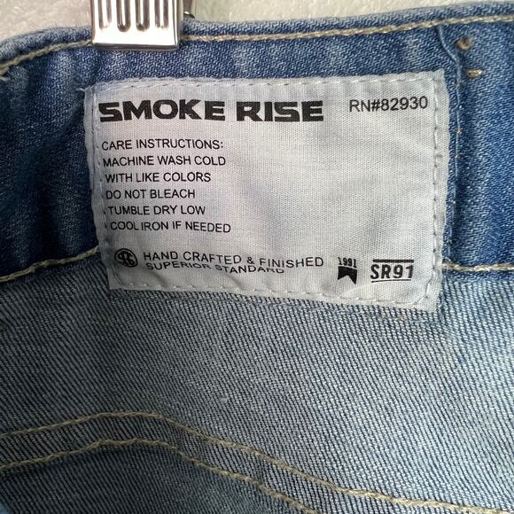 Smoke Rise Jeans Mens Size 38x32 Distressed Ripped Light Wash Slim Fit Denim - Picture 5 of 13